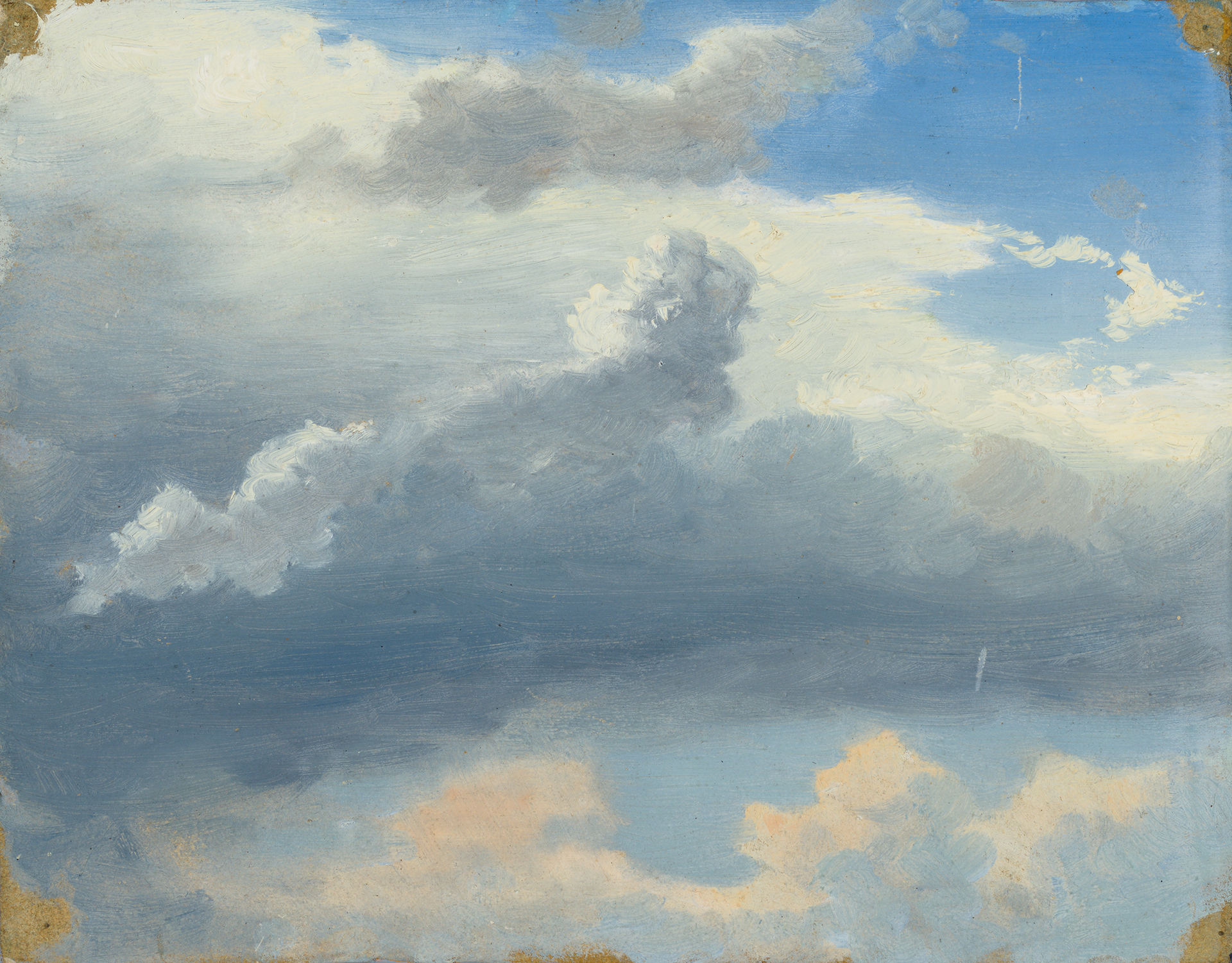 Johann Wilhelm Schirmer,Nach dem Gewitter, um 1840, Öl auf Papier, 20,1 x 25,1 cm